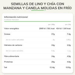 Semillas de lino y chía con manzana y canela molidas en frío Linwoods 200 g