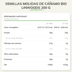 Semillas molidas de cáñamo bio Linwoods 200 g