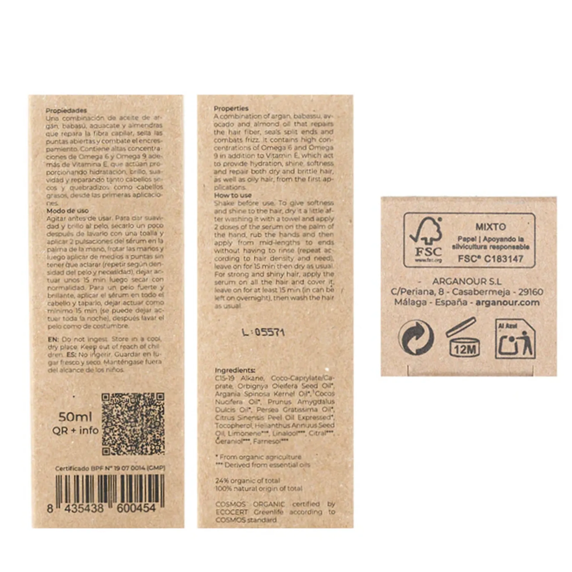 Serum Capilar con aceite de Argan Arganour 50 ml