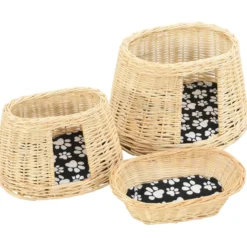 Set Cestas De Gatos 3 Uds. Con Cojines Sauce Natural 47x34x60cm