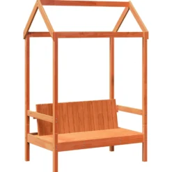 Set De Cama Y Banco Con Techo Madera De Pino Marrón 80x200 Cm