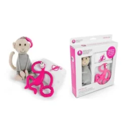 SET MUSELINA + MORDEDOR MONKEY + MUÑECO (ROSA)
