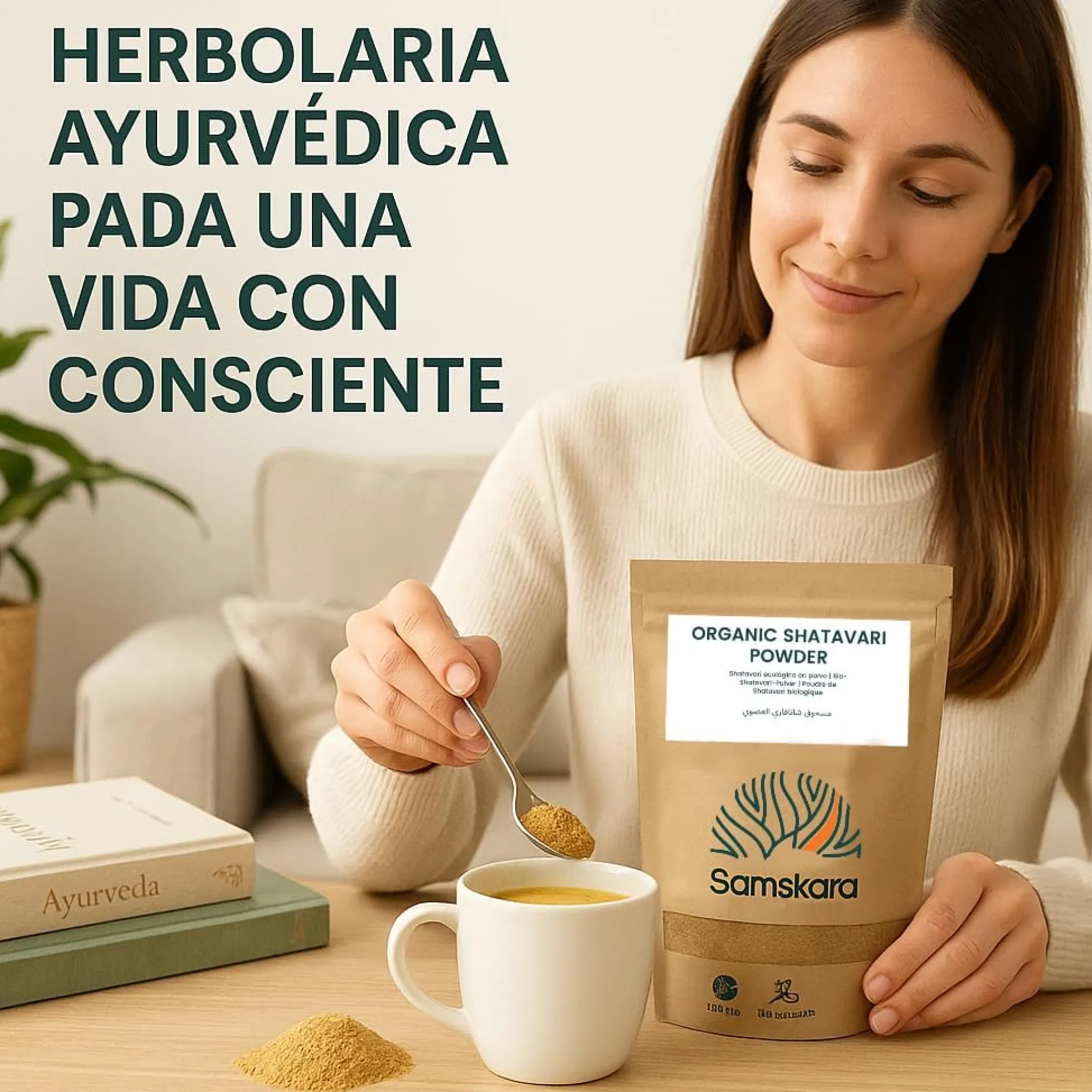 Shatavari En Polvo Bio - 150g | Superalimento Ecológico Vegano Para Batidos, Smoothies Y Zumos, Sin Azúcares Añadidos