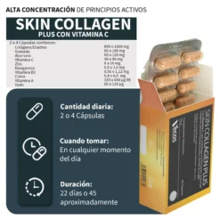 Skin Collagen Plus Vecos 90 Cápsulas | Piel Elástica, Sin Arrugas E Hidratada | Colágeno Y Elastina