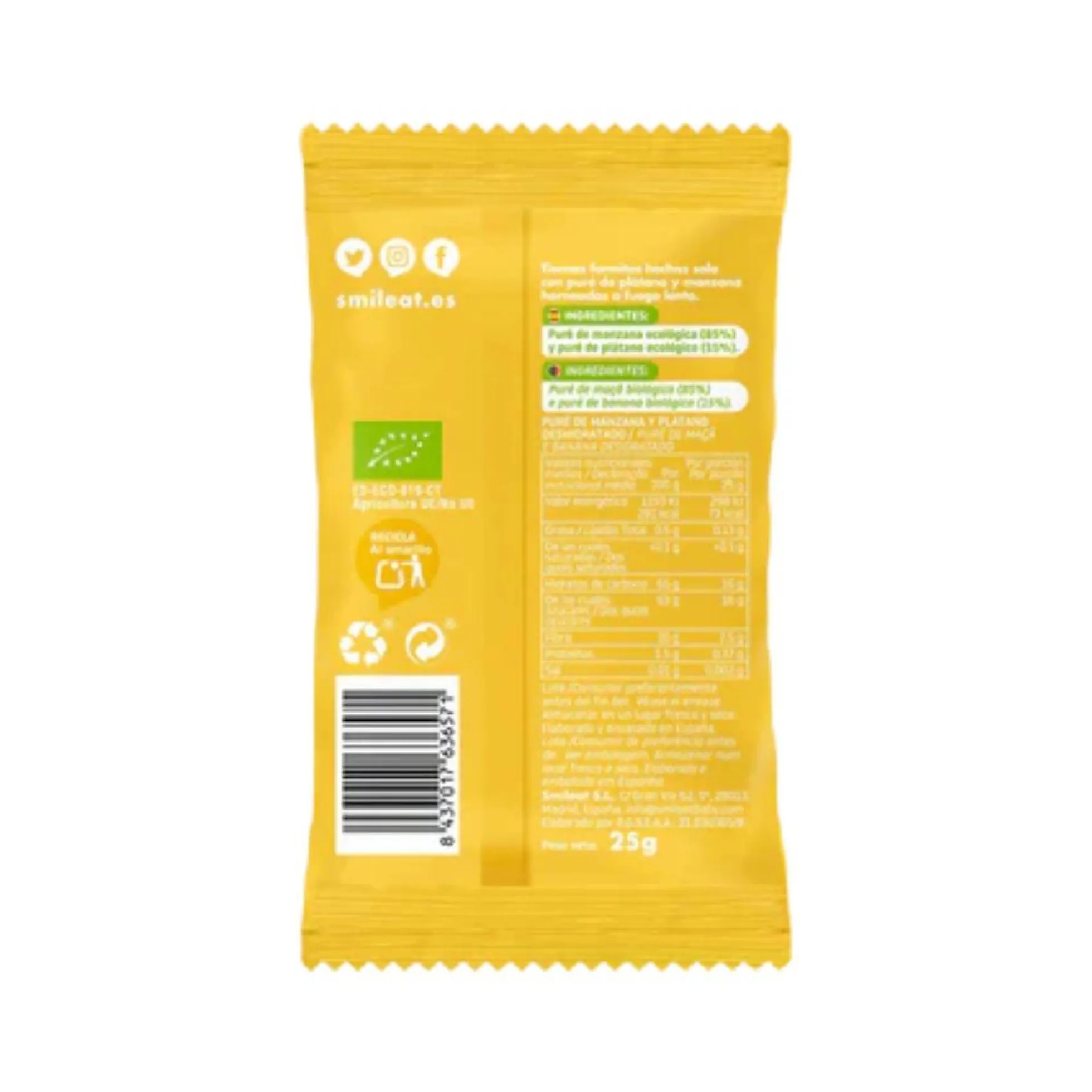 Snack de manzana y plátano ECO 25g, Triboo