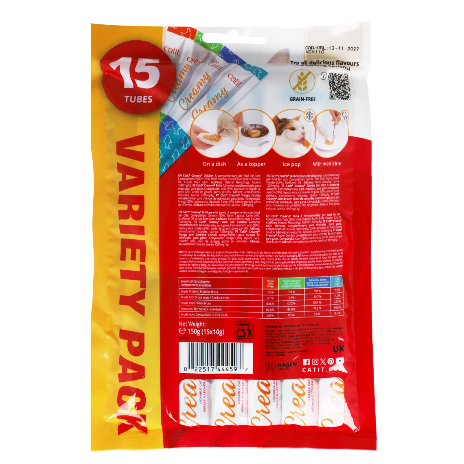 Snack líquido para gatos Creamy Multi Pack 15 x 10 g Catit