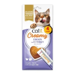 Snack líquido para gatos Creamy pollo y pavo 4 x 10 g Catit