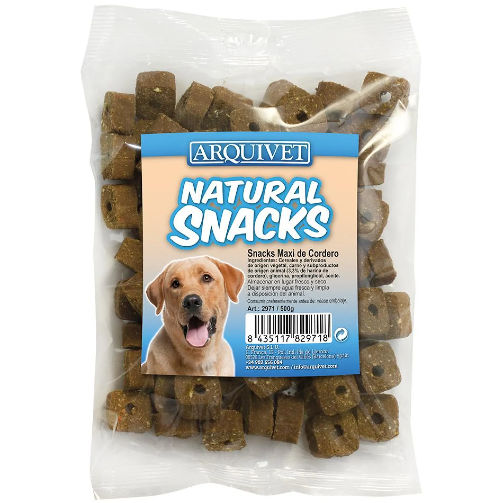 Snack natural para perros maxi de cordero Arquivet500 gr
