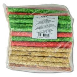 Snack Para Perro En Barritas De Colores Hecho De Piel De Vacuno De 12'5cm. Cada Bolsa Contiene 100 U