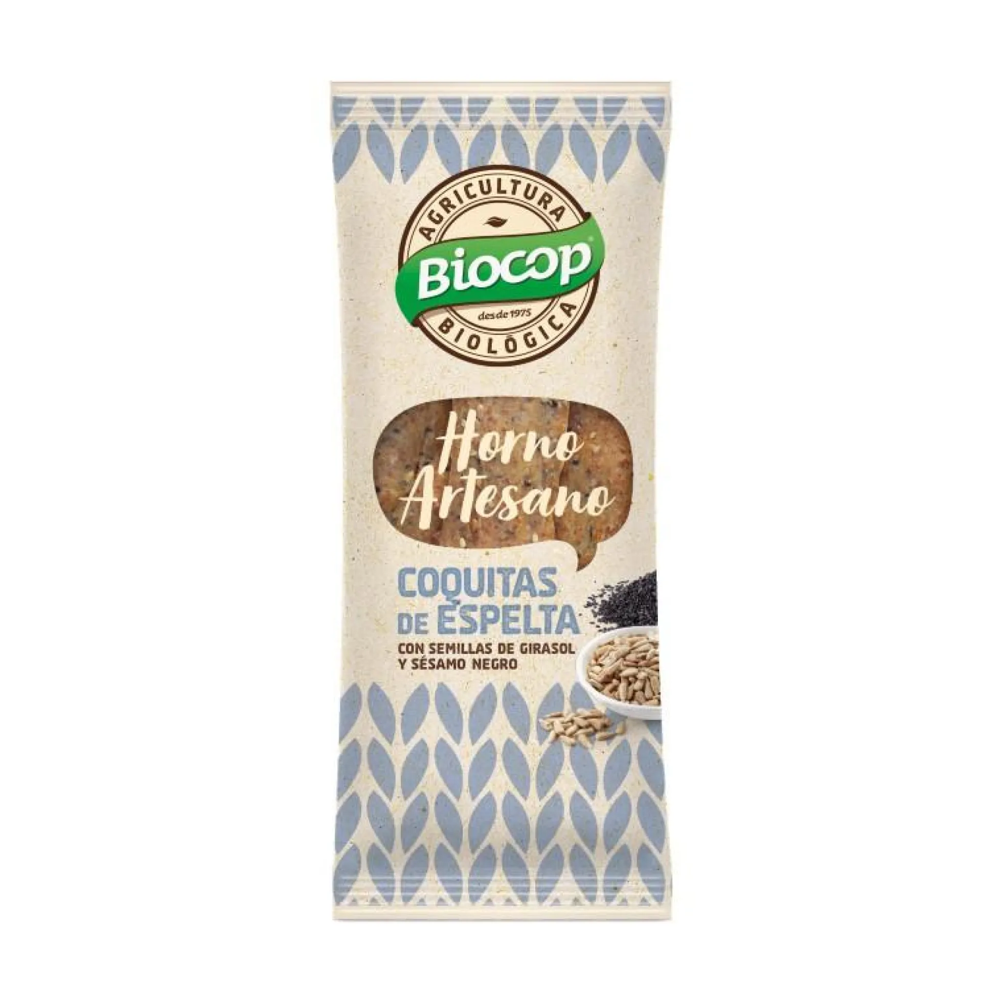 Snacks Coquitas de Espelta con semillas de Girasol y Sésamo negro Biocop 75 g