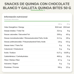 Snacks de Quinoa con Chocolate Blanco y Galleta Quinoa Bites 50 g