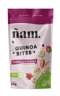 Snacks de Quinoa con Chocolate Blanco y Fresas Deshidratadas Quinoa Bites 50 g