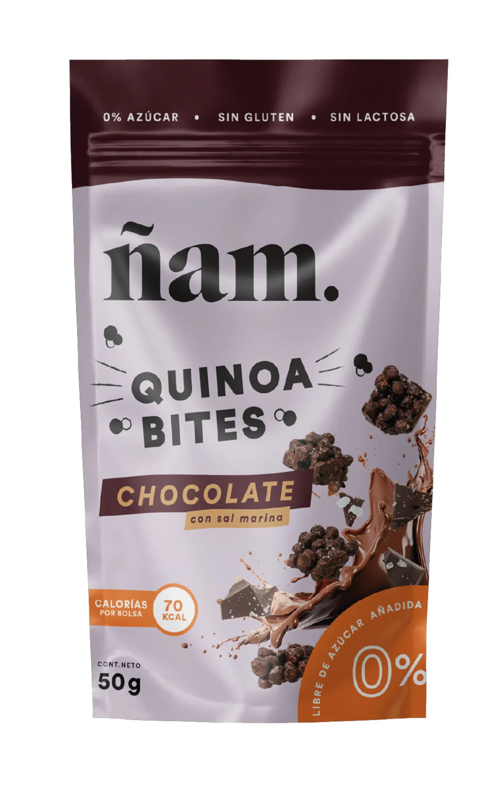 Snacks de Quinoa con Chocolate Negro Con Sal Marina Quinoa Bites50 g