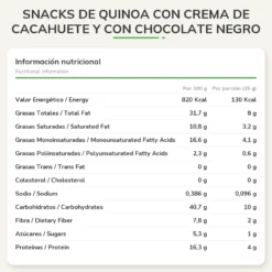 Snacks de Quinoa con Crema De Cacahuete y con Chocolate Negro Quinoa Bites 50 g