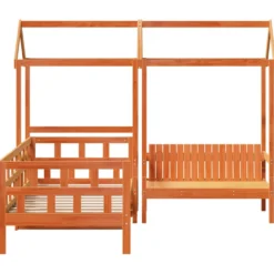 Sofá Cama Con Techo Madera Maciza Pino Marrón Cera 90x200 Cm