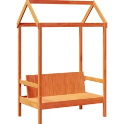 Sofá Cama Con Techo Madera Maciza Pino Marrón Cera 90x200 Cm