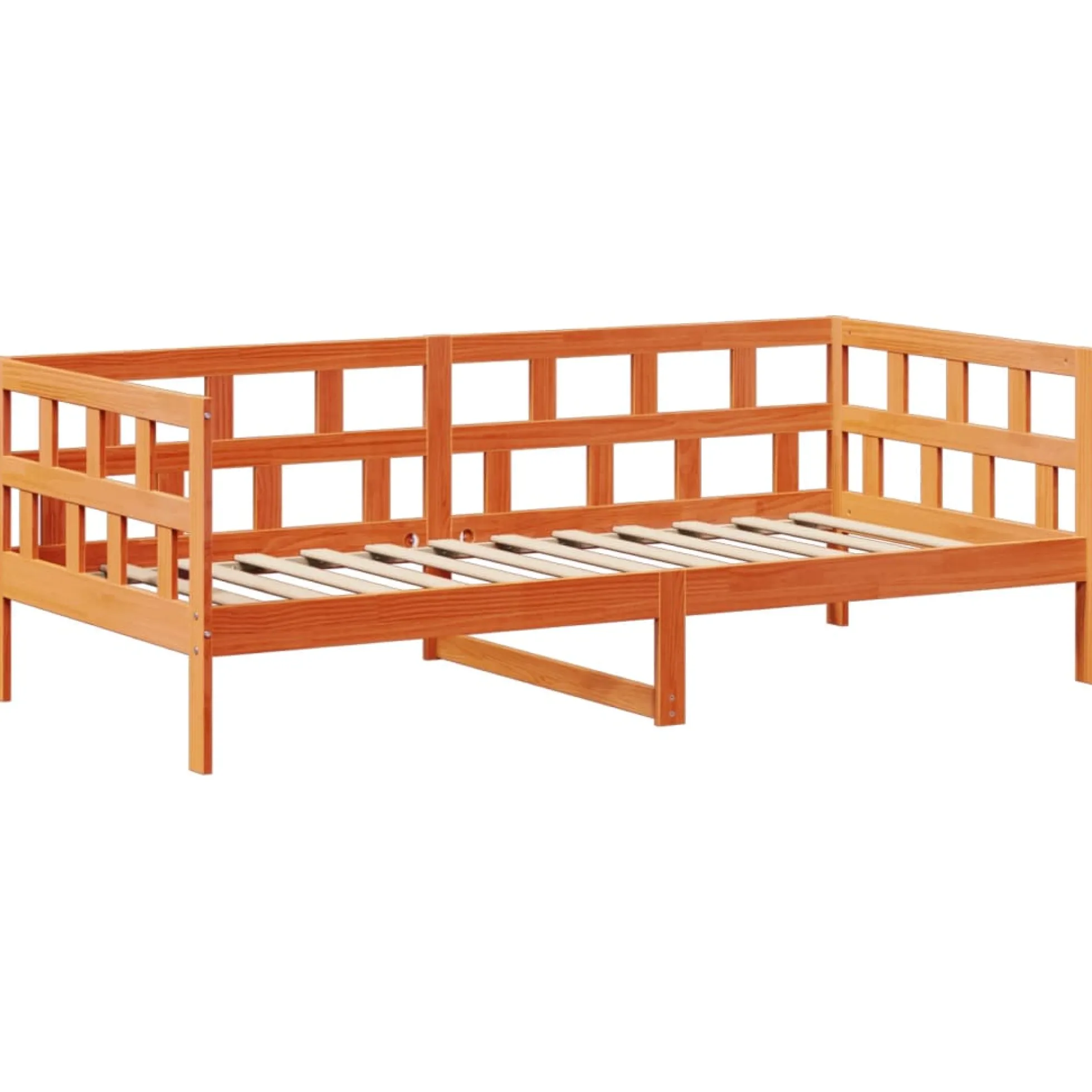 Sofá Cama Con Techo Madera Maciza Pino Marrón Cera 90x200 Cm
