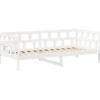 Sofá Cama Con Techo Madera Maciza De Pino Blanco 80x200 Cm