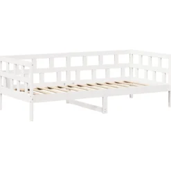 Sofá Cama Con Techo Madera Maciza De Pino Blanco 80x200 Cm