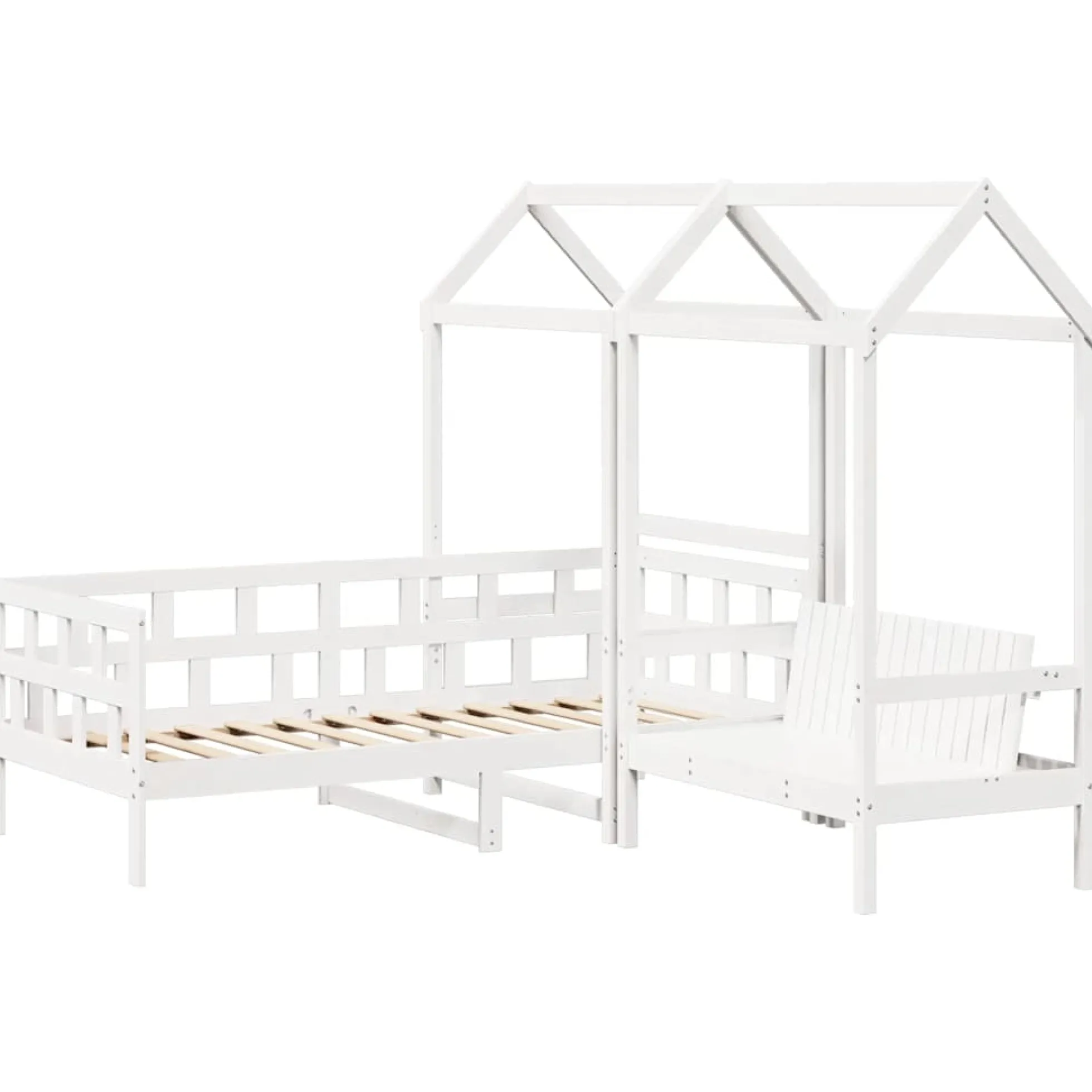 Sofá Cama Con Techo Madera Maciza De Pino Blanco 80x200 Cm