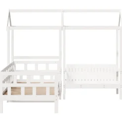Sofá Cama Con Techo Madera Maciza De Pino Blanco 80x200 Cm