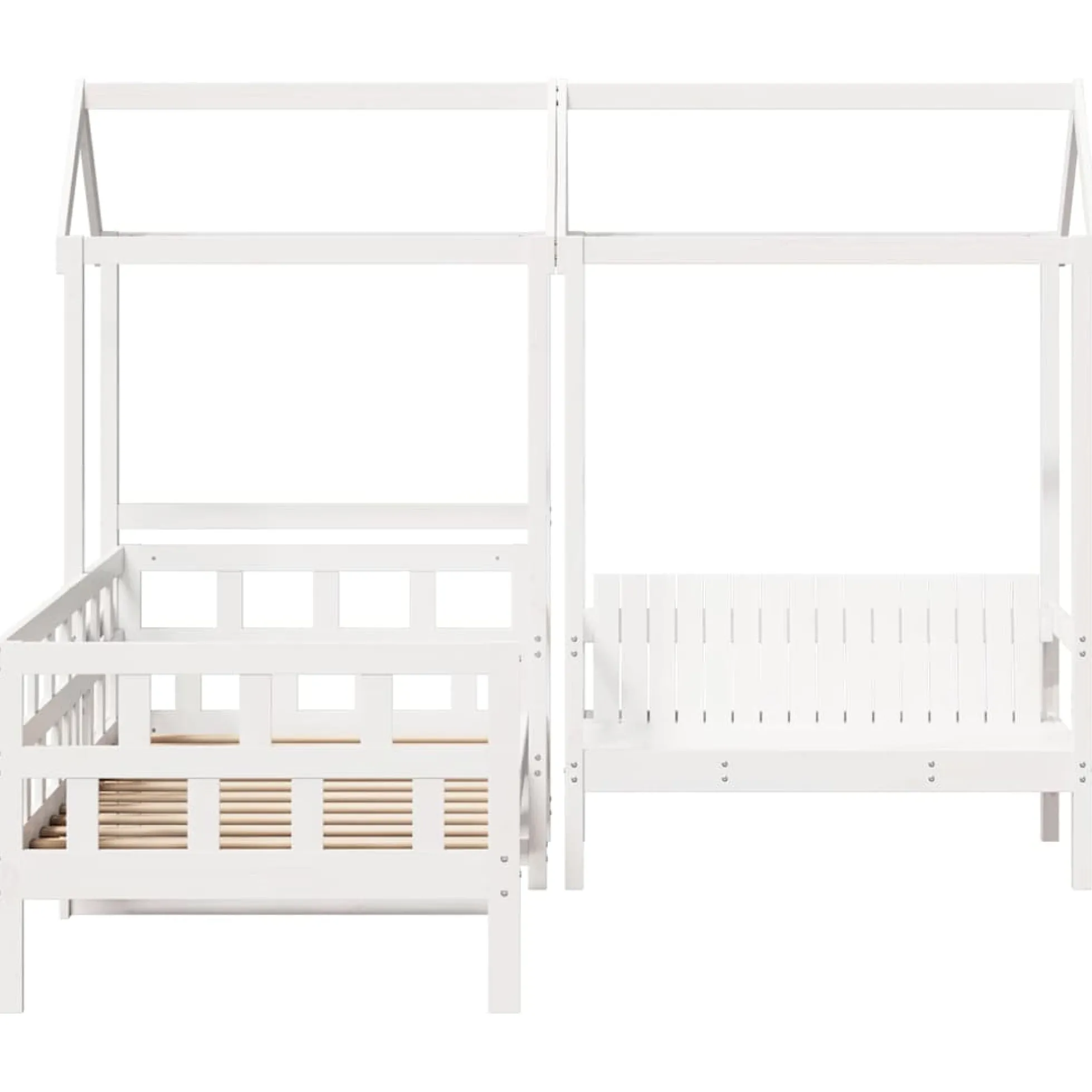 Sofá Cama Con Techo Madera Maciza De Pino Blanco 80x200 Cm