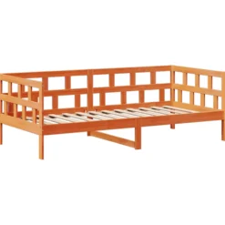 Sofá Cama Con Techo Madera Maciza Pino Marrón Cera 80x200 Cm