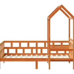 Sofá Cama Con Techo Madera Maciza Pino Marrón Cera 80x200 Cm