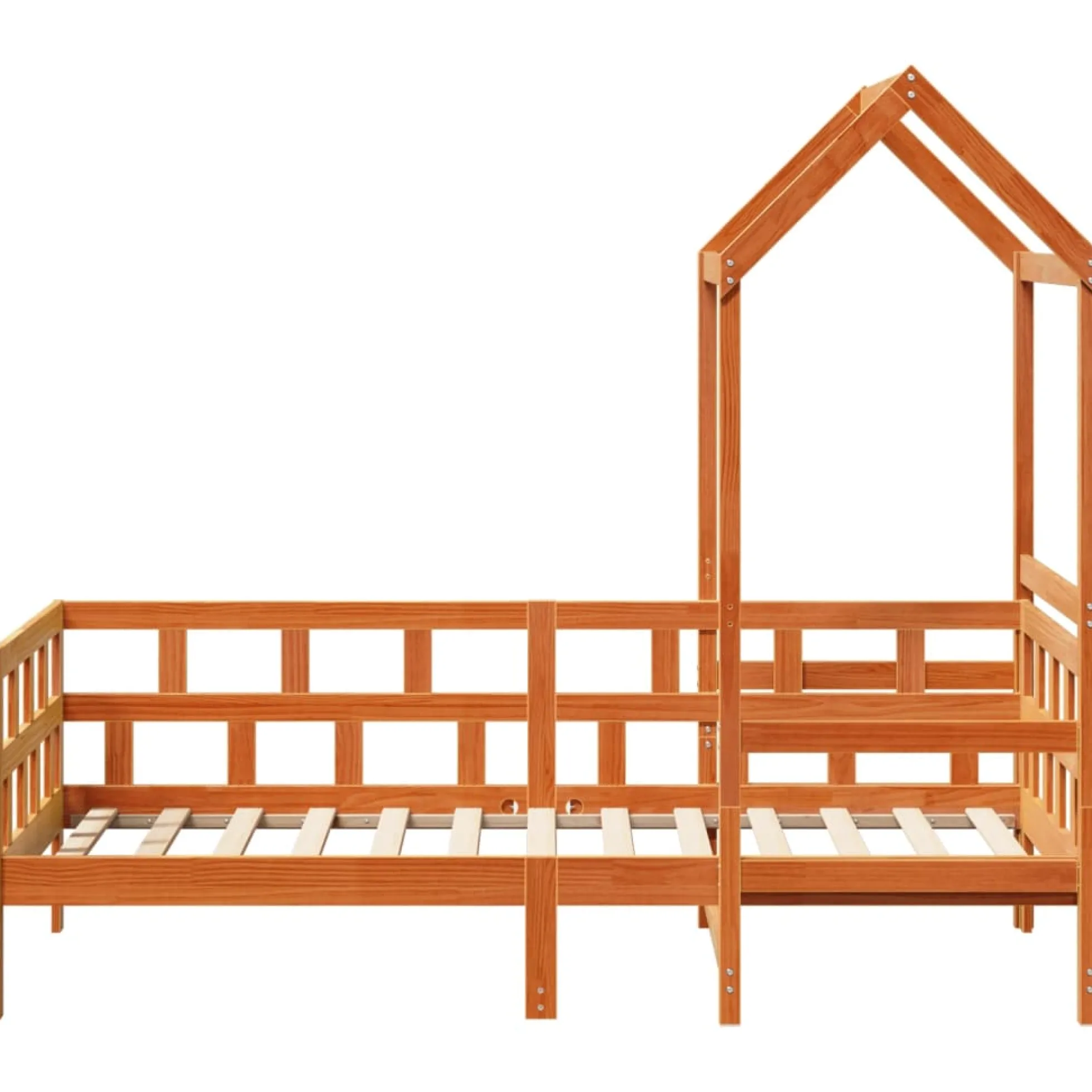Sofá Cama Con Techo Madera Maciza Pino Marrón Cera 80x200 Cm