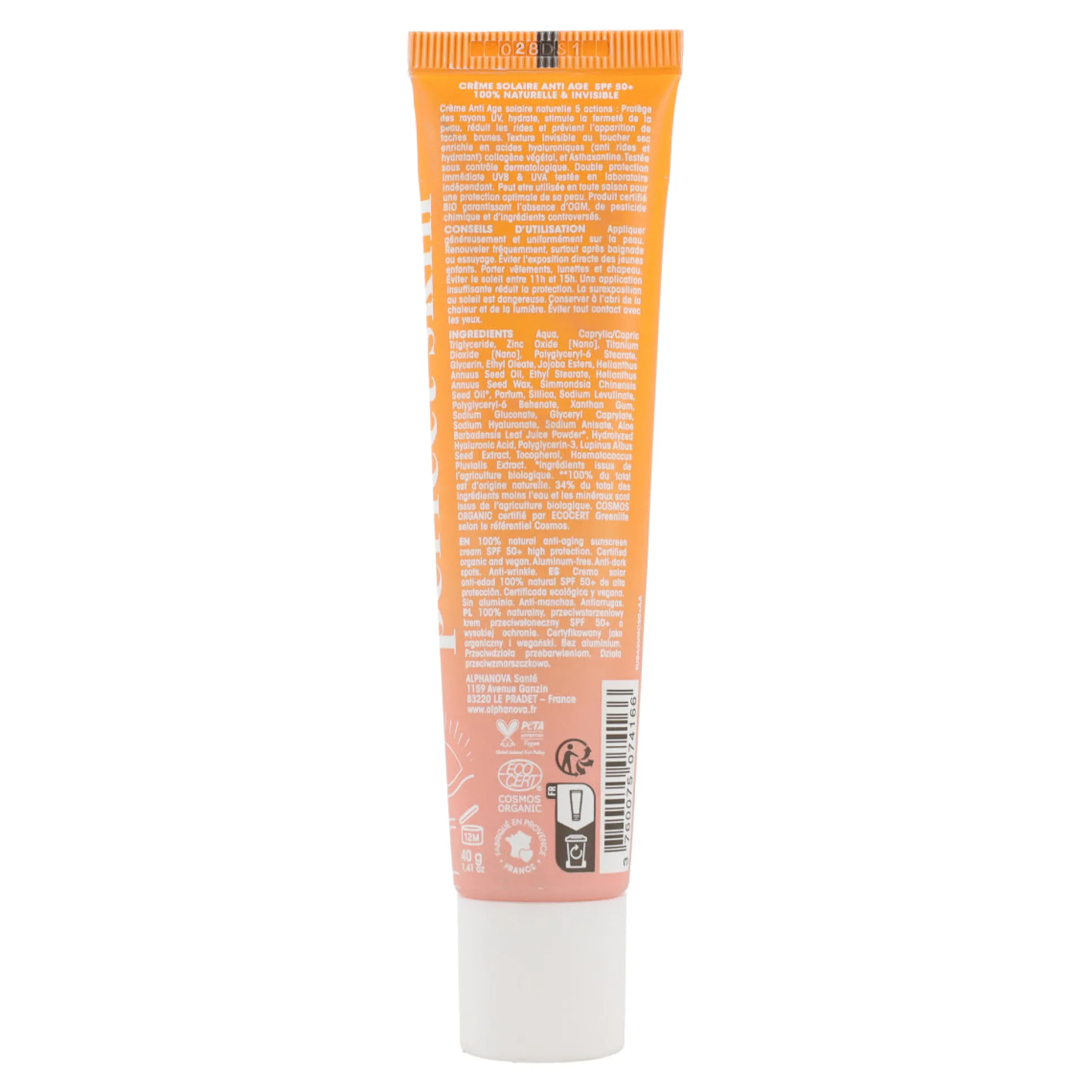 Solar anti edad y manchas FPS50+ Alphanova 40 ml