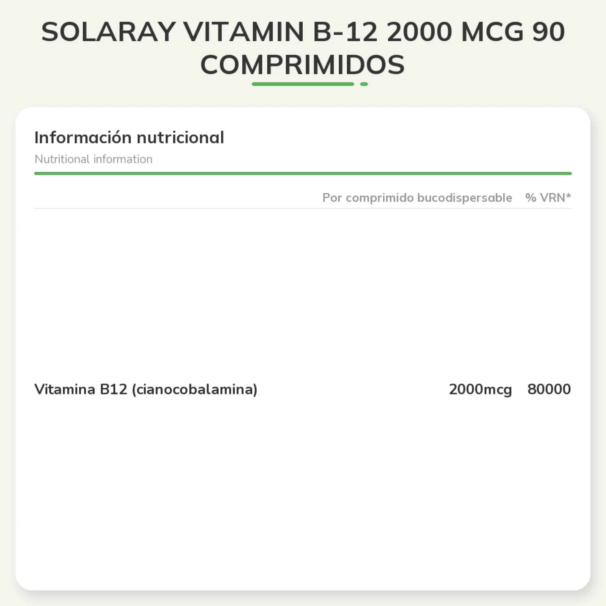 Solaray Vitamin B-12 2000 mcg 90 comprimidos