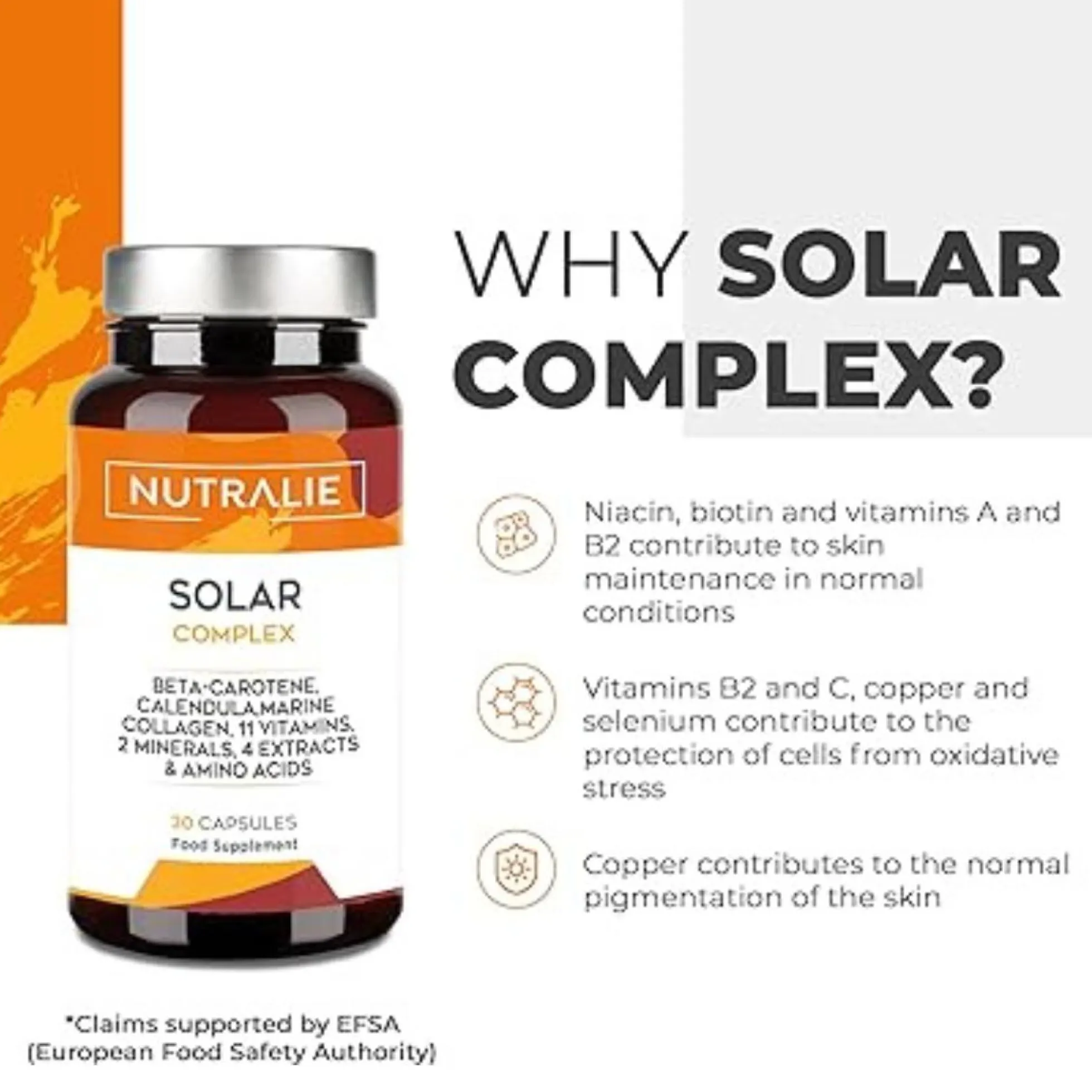 Solar Complex con Colágeno Bronceador y Protector Nutralie 30 cápsulas