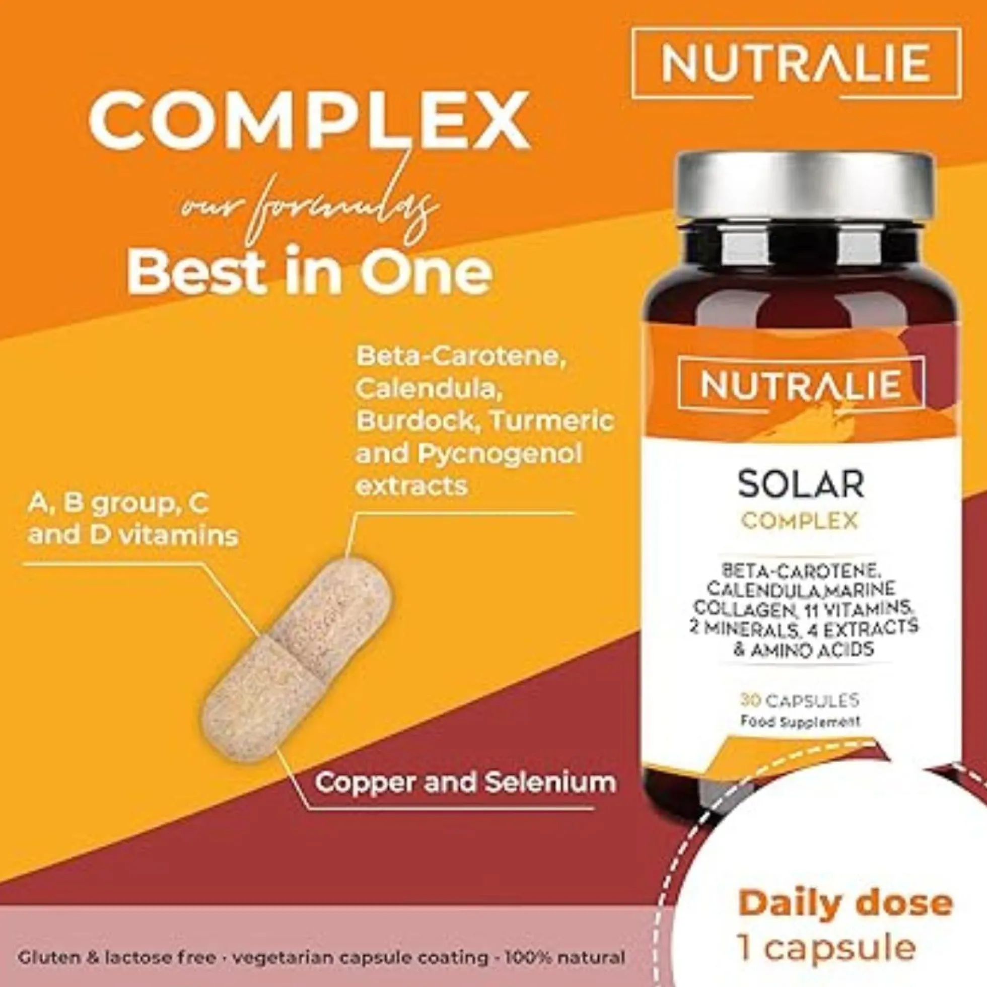 Solar Complex con Colágeno Bronceador y Protector Nutralie 30 cápsulas