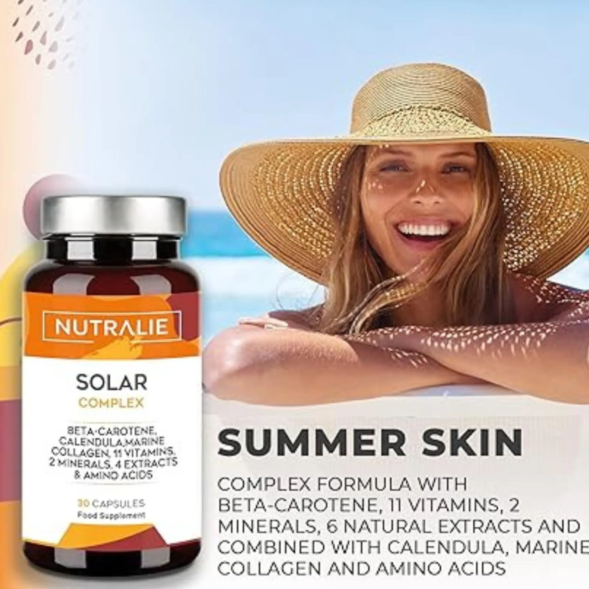 Solar Complex con Colágeno Bronceador y Protector Nutralie 30 cápsulas