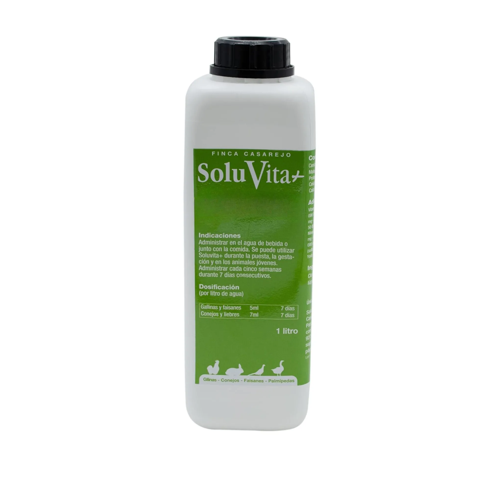 SoluVita 1L - Vitaminas para Gallinas, Conejos, Anátidas y Otras Aves - Apoyo nutricional en épocas de alta demanda