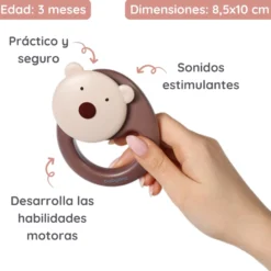 Sonajero Fácil Agarre Para Bebés 3m+ Osito