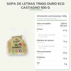 Sopa de Letras Trigo Duro ECO Castagno 500 g