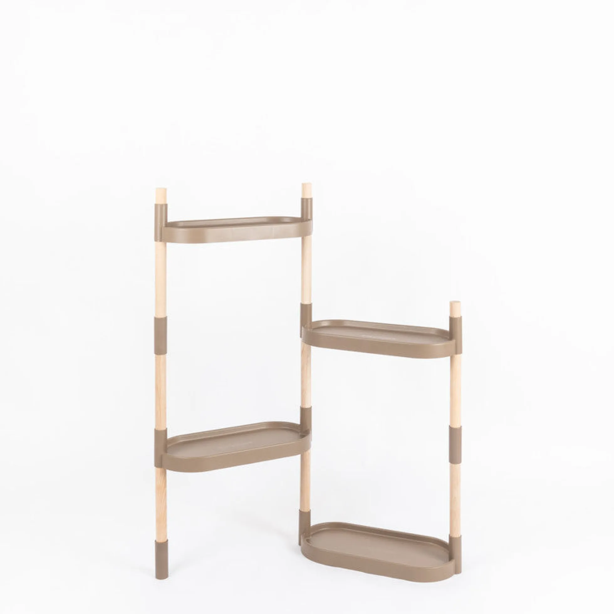 Soporte Modular Citysens De 4 Bandejas – Color Corteza De Pino, Polipropileno 100% Reciclado Y Madera Ecológica Pefc