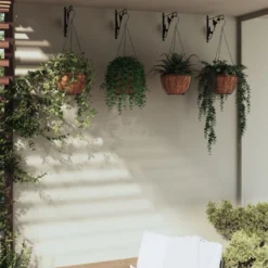 Soportes Para Cestas Colgantes Con Maceteros 4 Uds Acero Negro