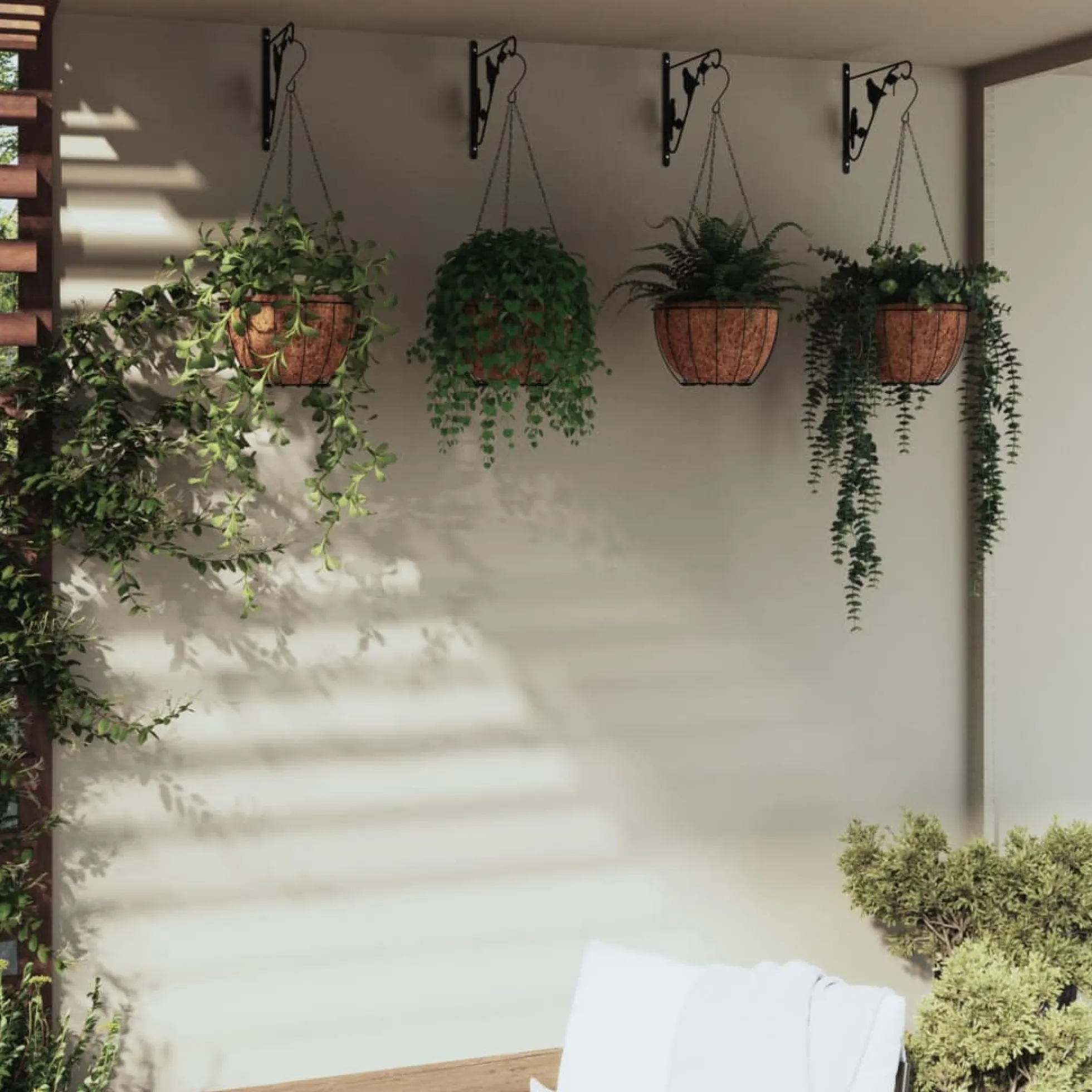 Soportes Para Cestas Colgantes Con Maceteros 4 Uds Acero Negro