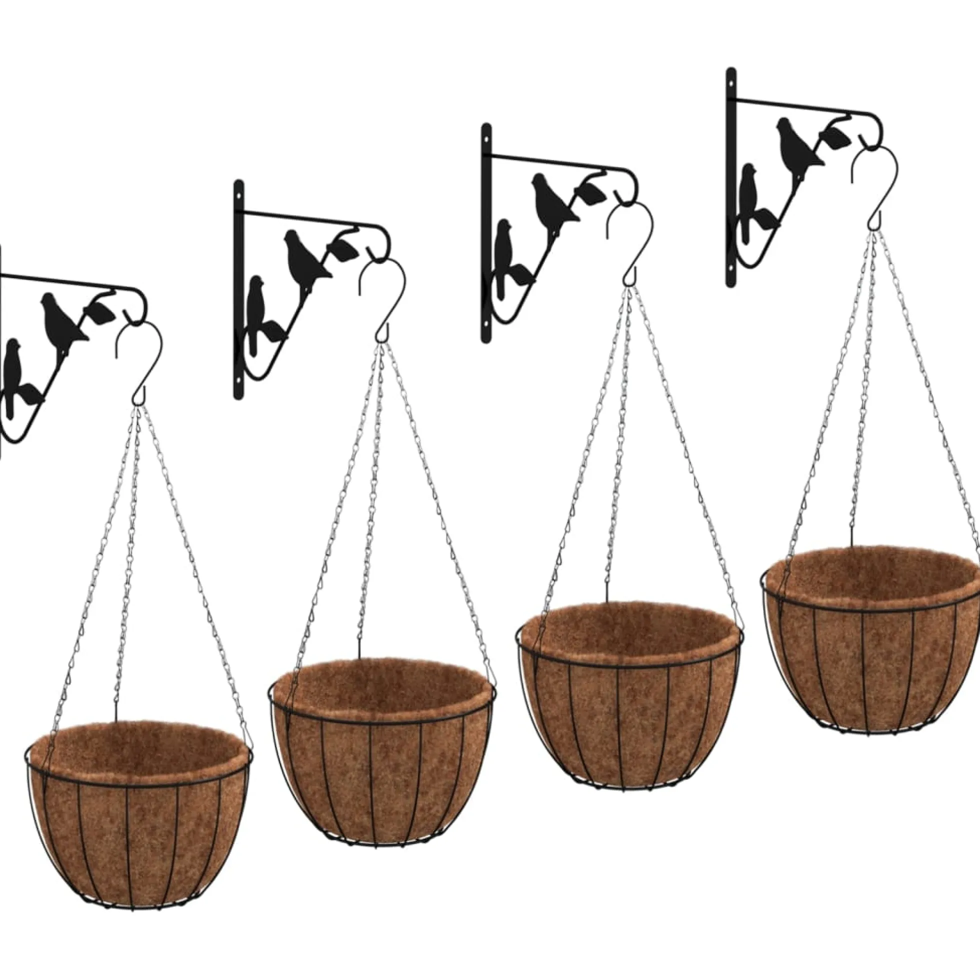 Soportes Para Cestas Colgantes Con Maceteros 4 Uds Acero Negro