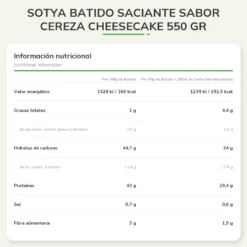 SOTYA Batido saciante sabor cereza cheesecake 550 gr