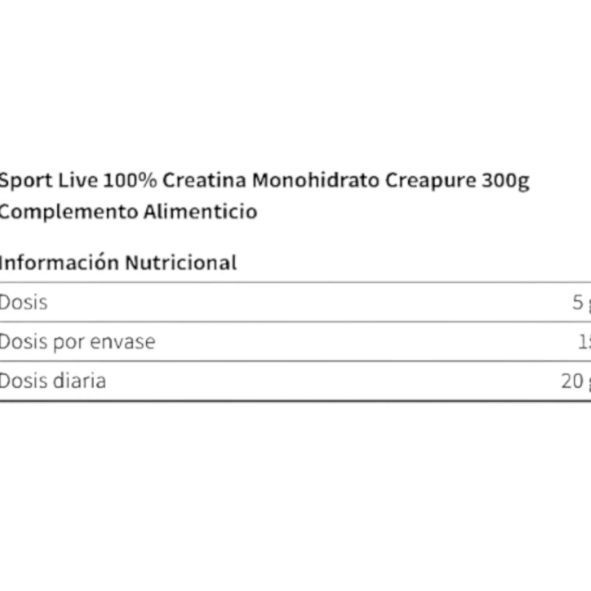 Sport Live 100% Creatine Monohydrate Creapure 300 Gr