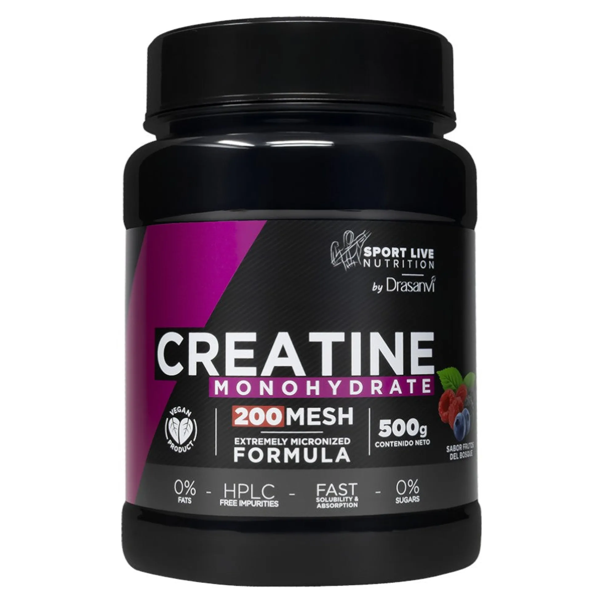 Sport Live 100% Creatine Monohydrate 200 Mesh 500 Gr Frutas Del Bosque