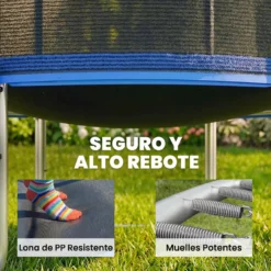 Sportnow Cama Elástica Niños Exterior Ø305 Cm Con Red De Seguridad Escalera Azul