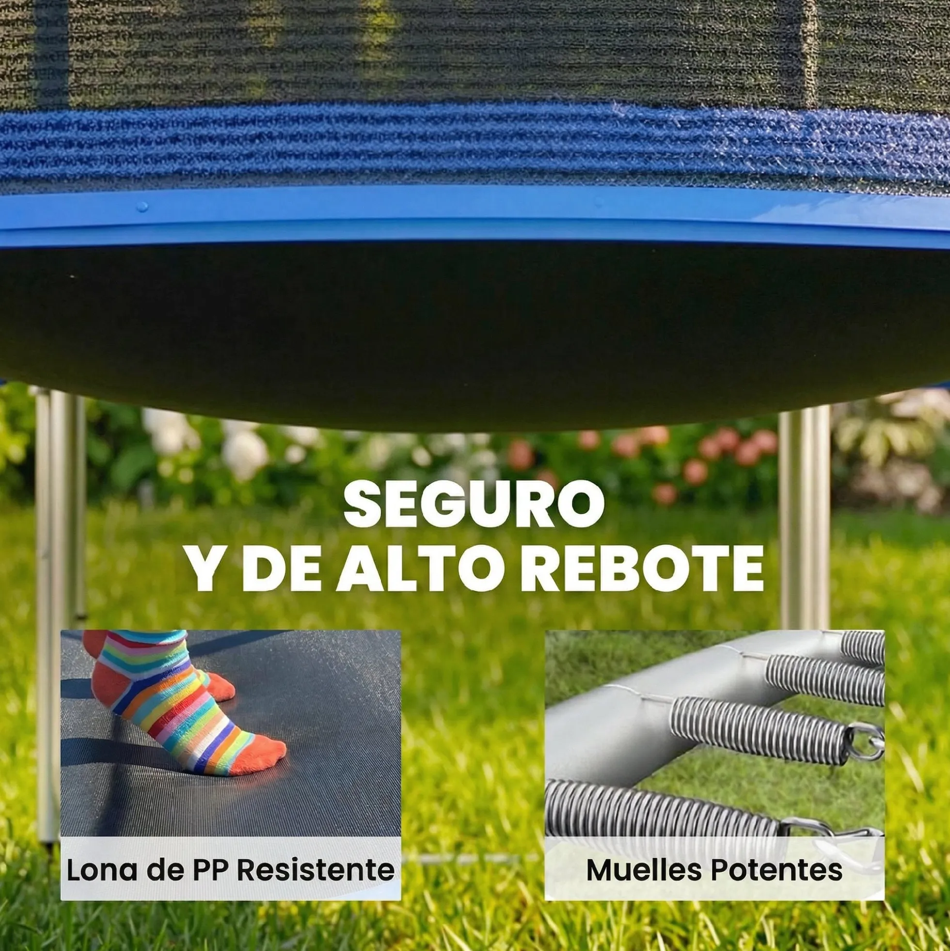 Sportnow Cama Elástica Niños Exterior Ø366 Cm Con Red De Seguridad Escalera Azul