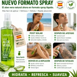 Spray de Aloe Vera 100% Puro Labnatur 250 ml | Ecológico y Vegano | Hidrata, Calma y Refresca