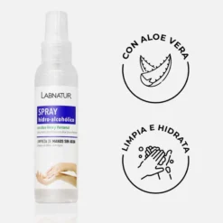 Spray Hidroalcohólico con Aloe Vera Labnatur 125 ml | Limpieza de Manos sin Agua | Hidrata y Suaviza | Vegano