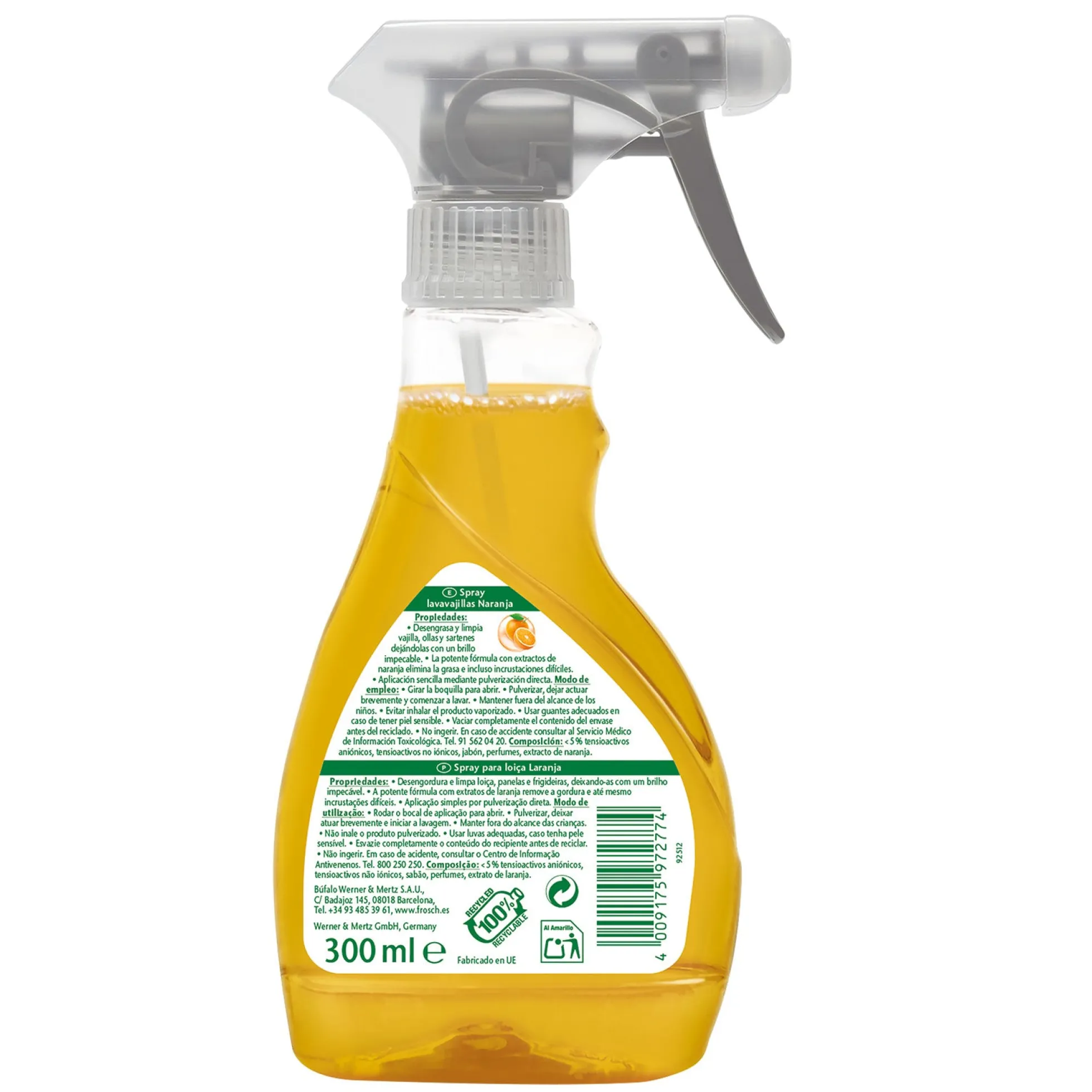 Spray lavavajillas Naranja Frosh 300 ml