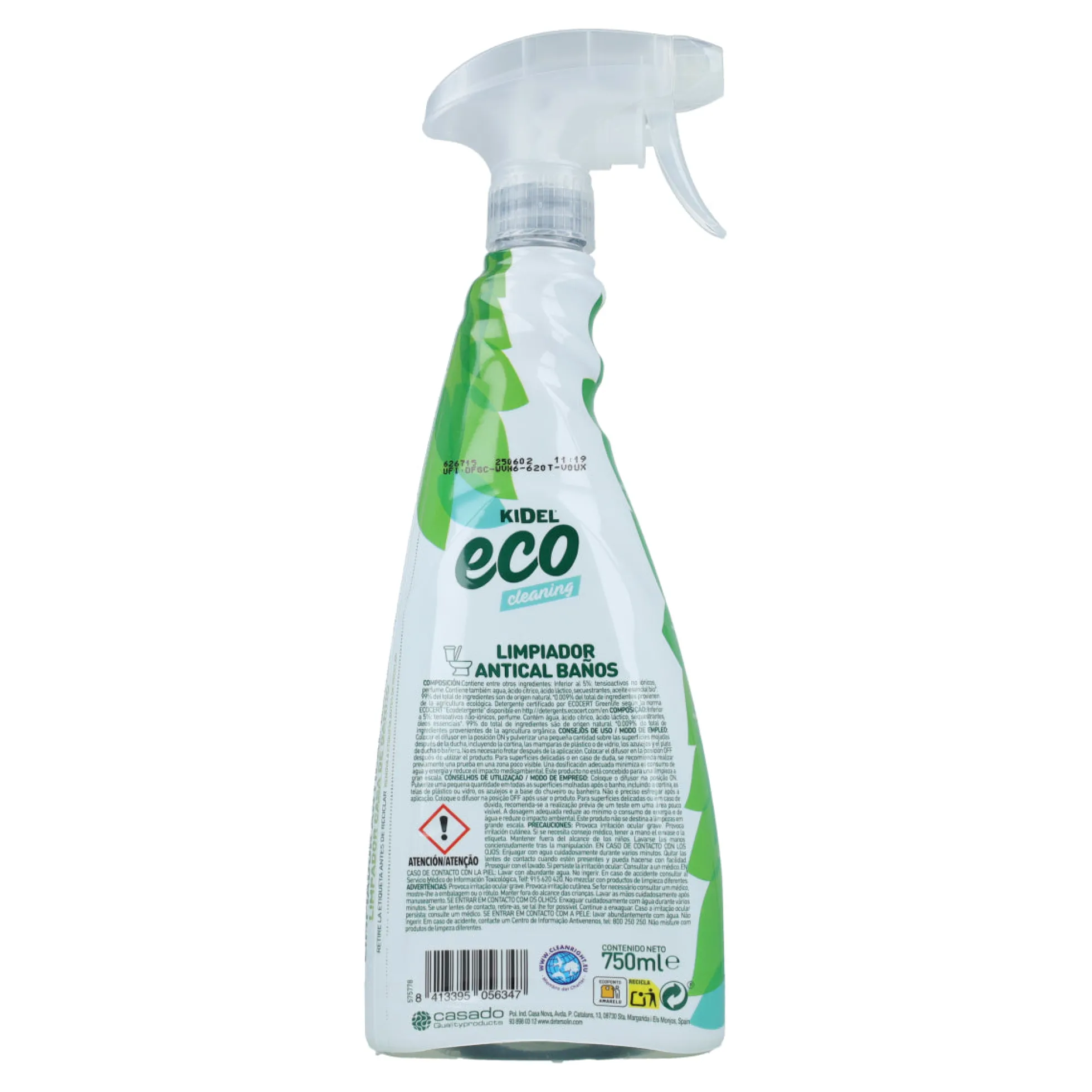 Spray Limpiador Baños Antical Kidel Mimidu ECO 750 ml